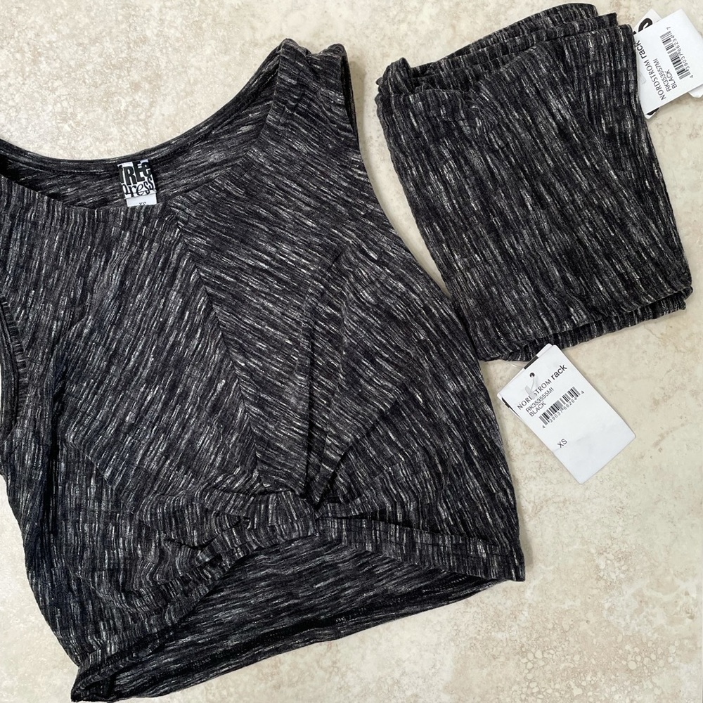 Knot Top & Skirt 2-Piece Grey Outfit